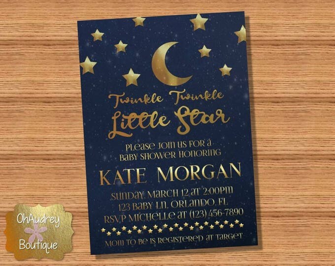 Twinkle Twinkle Little Star Baby Shower Invitation