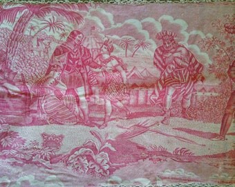 Fabulous and very Rare Morceau of Antique French Toile De Jouy C1820