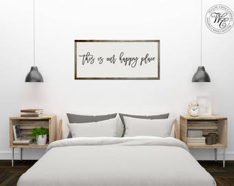 This is our happy place this is our happy place sign Wedding Gift Engagement Gift fixer upper sign Framed wood sign