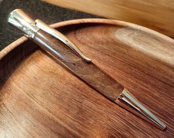 Pheasantwood Pen, Glacia Style, 24kt Gold Plated Twist Ballpoint Pen In Rosewood Display Stand / Pen Box