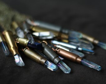 Quartz Crystal Bullet Casing Necklace