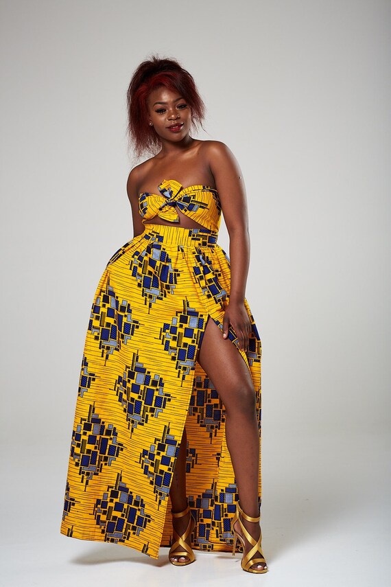 Long African skirt with slit African maxi African long