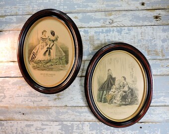 Paris Fashion Framed Art Wall Signed Wall Decor Petit Courrier des Dames Modes de Paris & Musee Des Familles Rue L Roch Art Boudoir Decor