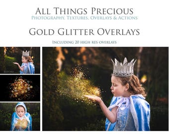 Fine Art Digital GOLD GLITTER Overlays
