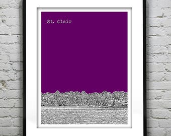 St. Clair Michigan Skyline Poster Art Print MI Item S5028