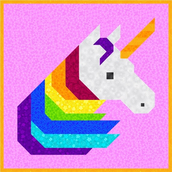 rainbow unicorn quilt pattern pdf instant download modern