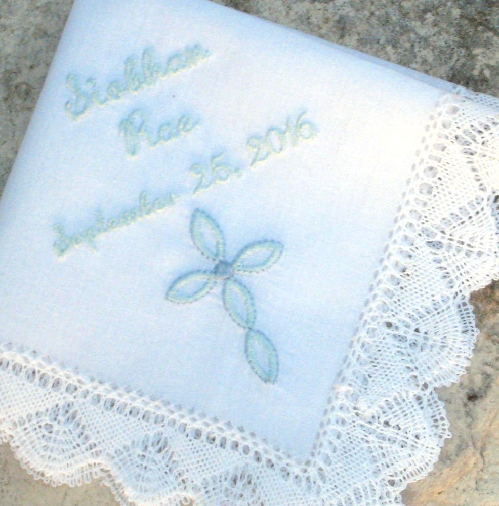 BAPTISM HANDKERCHIEF Christening Confirmation Personalized