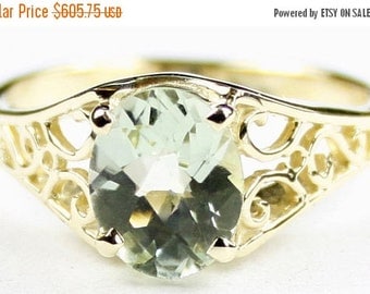On Sale, 30% Off, Green Amethyst, 18KY Gold Ring, R005