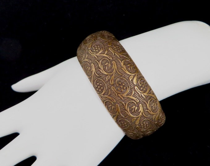 Vintage Copper Toned Cuff, Bronze Tone Scrolled Bracelet