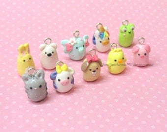 Polymer Clay Charms, Animal Charms, Stitch Marker, Kawaii Clay Charm, Progress Keeper, Planner Charm, Cute Charms, Animal Pendant