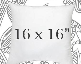 SALE ENDS SOON Faux Down Pillow Insert, 16 x 16 Inch Pillow Form, Down Pillows, Throw Pillows