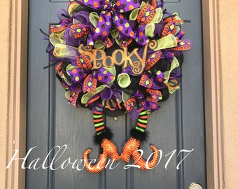 Witch Wreath Halloween Wreath Witch Hat and leg wreath Character Wreath Spooky Wreath Witch leg wreath