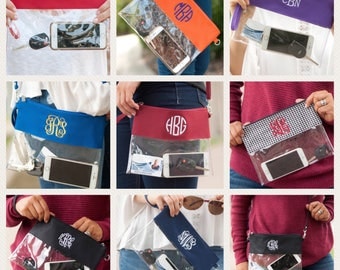 Game Day zip pouch, monogram clear pouch, clear wristlet, clear purse, monogram clear stadium bag, ID case, game day bag, stadium bag