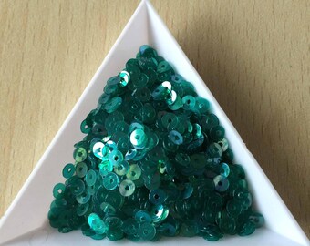 Sequin dark iridescent aqua iridescent 4 mm in bulk