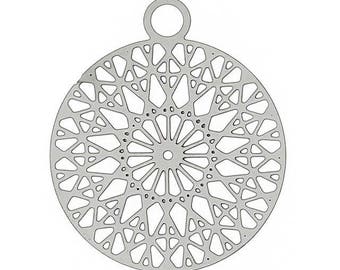 Silver filigree charms circle stamp 2 X