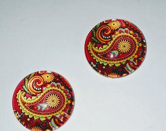 X 1 colorful Cabochon. 20mm