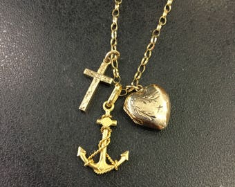 9ct gold faith hope and charity pendant