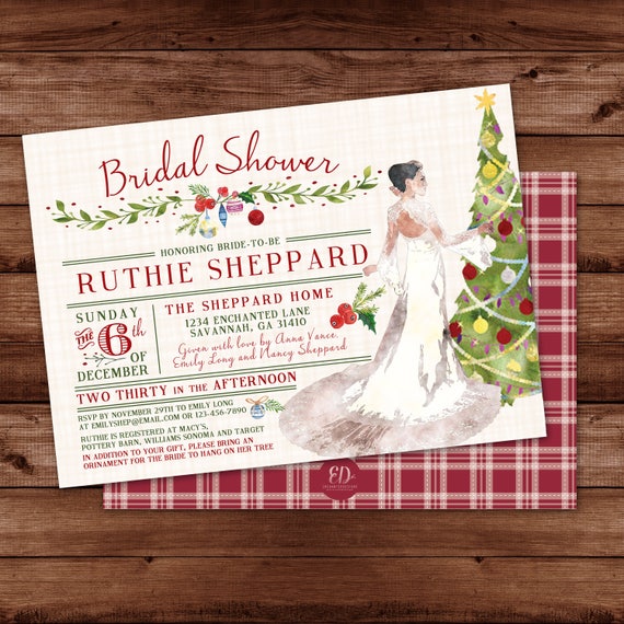 Holiday Bridal Shower Invitation Christmas Ornament Shower