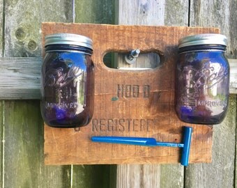 Purple Mason Jar and Blue Hood Milk Crate Wall Art