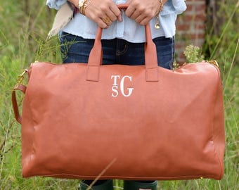 Monogrammed Duffle Bag | Faux Leather | Duffle Bag | Monogrammed Gift