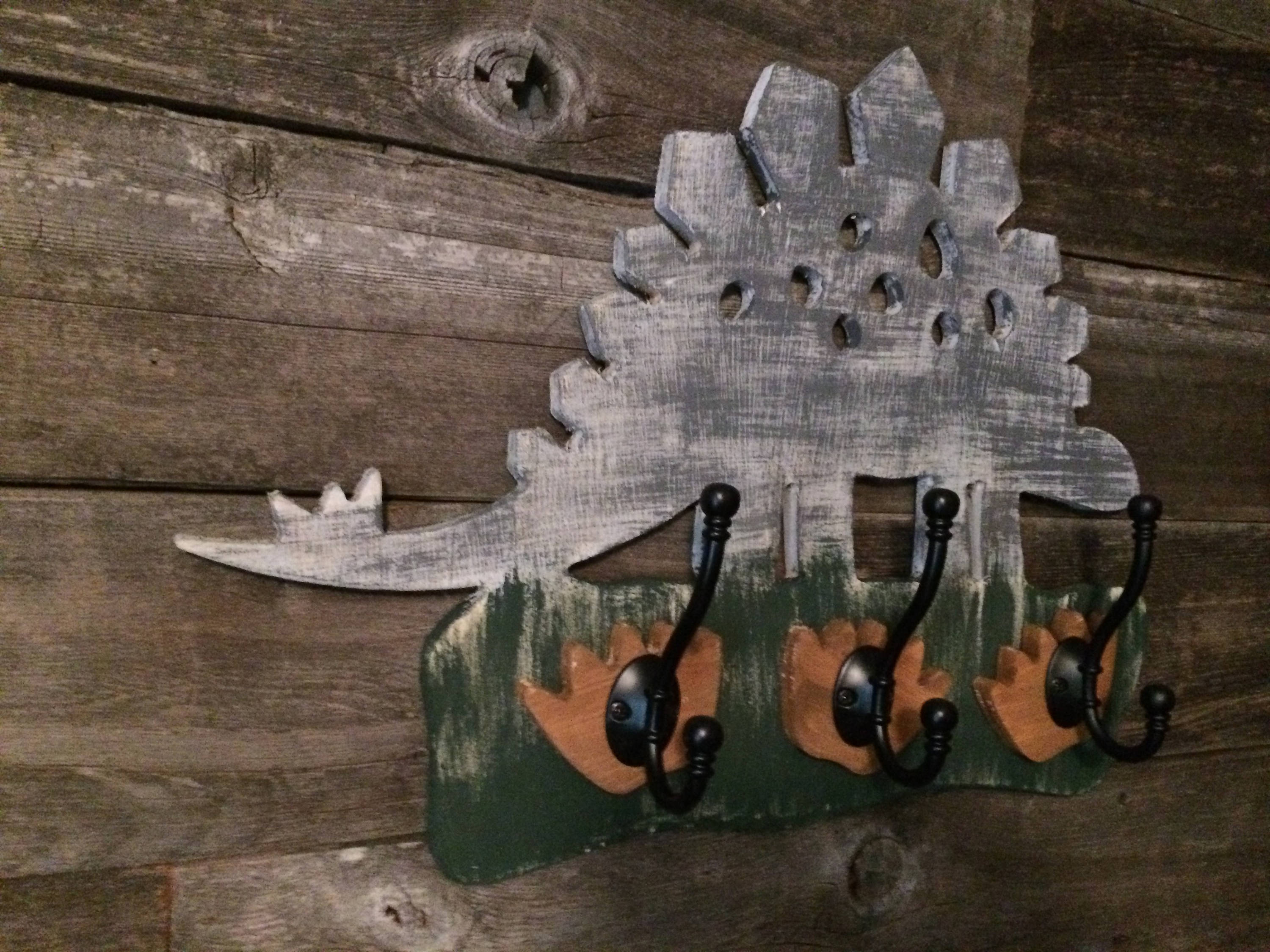 Stegosaurus coat racks three hooks / Dinosaur coat rack Rack