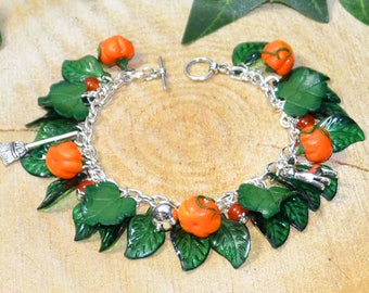 Pumpkin Patch Halloween Bracelet - Handmade Jewellery for Celebrating All Hallows, Samhain, Autumn, Harvest, Halloween
