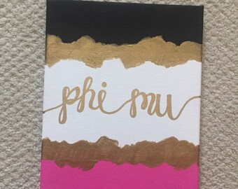 Kate Spade Inspired Phi Mu Canvas // sorority canvas // sorority painting // big little gift // bid day gift // dorm decor