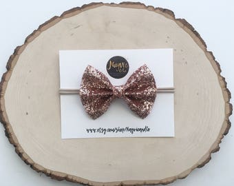 Baby bow headband | baby bows | baby headbands | toddler | clip sets | bows | glitter baby bows | nylon headbands | rose gold | glitter bows