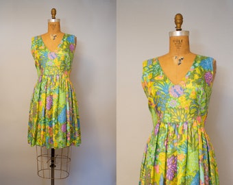 50s Silk Floral Summer Dress / 1950s Dress / 50s Floral Dress