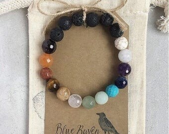 Chakra Essential Oil Diffuser Bracelet / Aromatherapy Bracelet / Essential Oil Bracelet / STRETCH