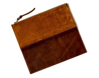 FOLDOVER CLUTCH Rust Brown • Leather Clutch Bag