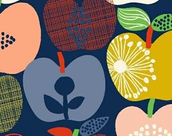 Hand Picked - Apples Navy - Carolyn Gavin of Ecojot - Windham (43110-1) - Organic Cotton