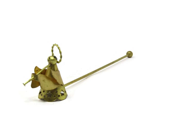 Brass Angel Candle Snuffer - Made in India - Flame Extinguisher Long Handled - Antique Douter - Vintage Candle Accessory - Brass Home Decor