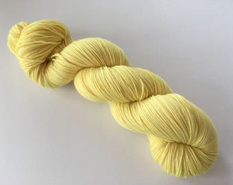 Yellow Hand Dyed Superwash Merino Sock Yarn