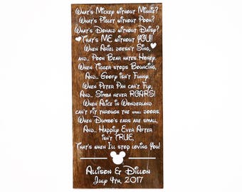 Personalized What's Mickey Without Minnie Shabby Chic Wedding Sign, That's Me Without You Disney Sign, Disney Wedding Sign, Disney Sign