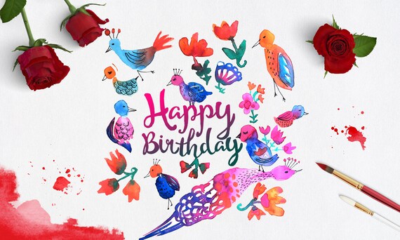 happy birthday clip art set nature vectorsDigital birthday