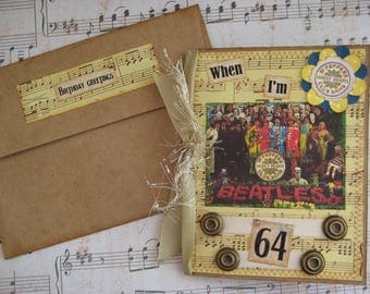 Beatles Birthday Card, When I'm 64, Sgt. Pepper's Lonely Hearts Club Band, 64th Birthday Card
