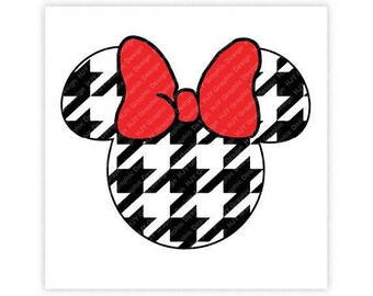 Disney, Minnie Mouse, Houndstooth, Pattern, Bow, Head, Mickey, Ears, Icon, Illustration, TShirt Design, Cut File, svg, pdf, eps, png, dxf