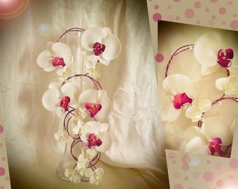 artificial fall foil and Orchid bridal bouquet
