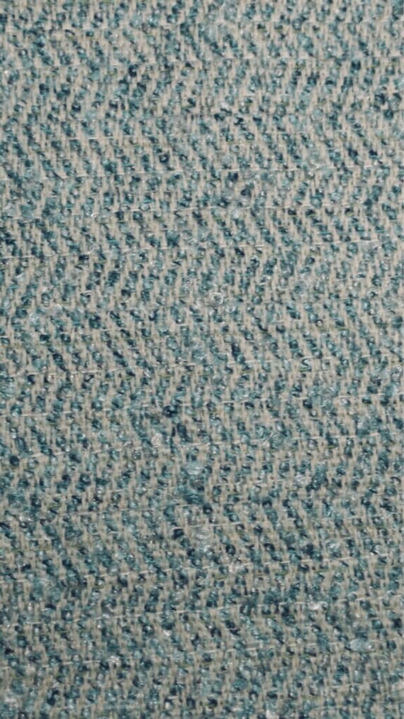 Blue Herringbone Upholstery Fabric By The Yard