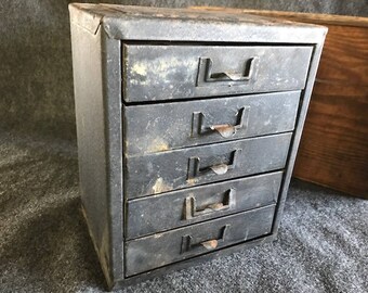 Vintage small industrial metal cabinet