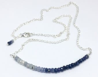 Blue Sapphire necklace, ombre Sapphire necklace, September birthstone necklace, Sapphire jewellery, delicate jewellery