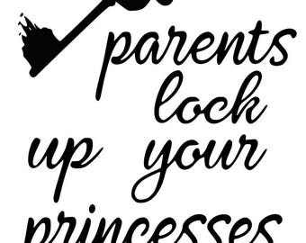 SVG, disney, parents lock up your princesses, disney key, disney castle, cut file, printable, cricut, silhouette, instant download