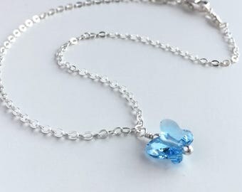 Something Blue Anklet - Sterling Silver Ankle Bracelet - Dainty Ankle Bracelet Silver - Silver Ankle Bracelet - Wedding Anklet