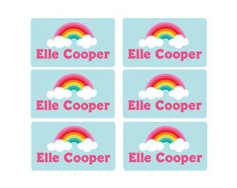 95ct Stick On Clothing Name Labels,Peel and Stick Clothing Labels, Personalized Uniform Labels - Daycare Clothing, RainbowWashable Labels