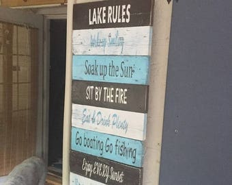 ON SALE Lake signs - lake house decor - nautical signs - beach signs - decor for lake house - lake house signs - lake rules sign - lake life