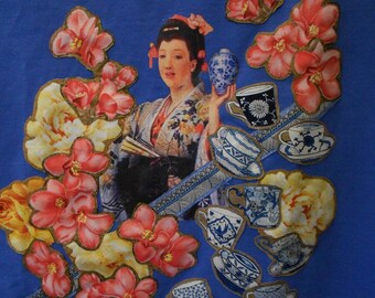 Customized t-shirt - beautiful Susiki Ojawa! Japanese print, cherry and porcelain
