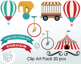 Vintage Circus Digital Scrapbooking Clip Art, Buy 2 Get 1 FREE. Instant Download