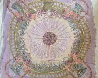 RARE Hermès Silk Chiffon Mousseline Scarf: Amours