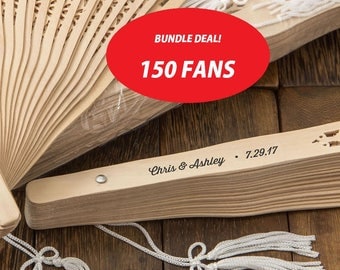 Personalized Rustic Sandalwood Wedding Fans (Pack of 150) Wedding Favors